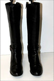 CHARLES KAMMER Bottes Cuir Grainé Noir Bandes Elastiquées T 35.5 TBE