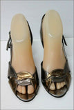 CARISMA Sandales Vintage Cuir Argenté et Doré T 38 BE