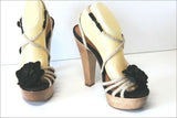 STUDIO Pour André Sandales Bois Cordelettes Talons Hauts T 40 TBE