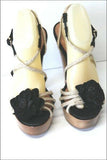 STUDIO Pour André Sandales Bois Cordelettes Talons Hauts T 40 TBE