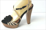 STUDIO Pour André Sandales Bois Cordelettes Talons Hauts T 40 TBE