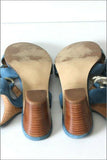 MINELLI Sandales Tout Cuir Peau Bleu Jean Cordelettes T 39 TBE