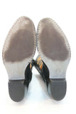 BATA Bottes Cuir Noir Souple Brodé Fleure T40 TBE