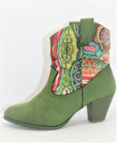 Desigual Bottines Daim et Tissu Vert T40 TBE