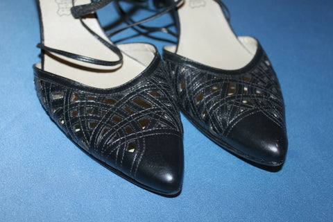 Escarpins ANNE FLAVIE Cuir Ajouré Noir T 41 TBE