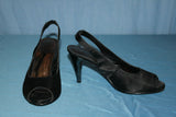 Escarpins Ouverts  INSTINCT DE MODE  Tissu Noir Talons Argentés  T 38 BE