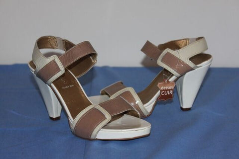 Escarpins STRABOSKI  Cuir beige et marron à talons T 37 TBE