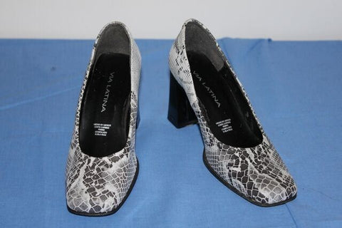 Escarpins VIA LATINA Tout Cuir Façon Python Gris  T35.5 BE
