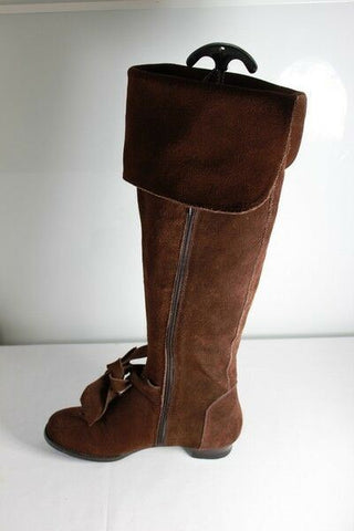 Bottes Genoux COULEUR POURPRE Daim Marron T 36  TTBE