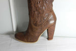 Bottes TEXTO  Cuir Fripé Marron T 40 à Hauts Talons  TBE