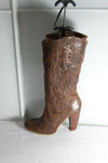 Bottes TEXTO  Cuir Fripé Marron T 40 à Hauts Talons  TBE