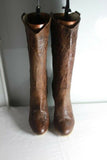 Bottes TEXTO  Cuir Fripé Marron T 40 à Hauts Talons  TBE