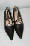 Escarpins à Sangles HONG TAI Simili Cuir Noir  T 39 TBE