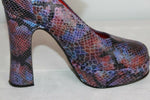 Escarpins CROWN Privilège  Cuir Violet Façon Python Hauts Talons T38 En TTBE