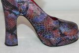 Escarpins CROWN Privilège  Cuir Violet Façon Python Hauts Talons T38 En TTBE