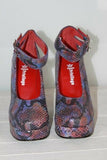 Escarpins CROWN Privilège  Cuir Violet Façon Python Hauts Talons T38 En TTBE
