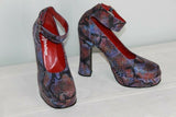Escarpins CROWN Privilège  Cuir Violet Façon Python Hauts Talons T38 En TTBE