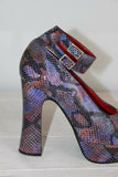 Escarpins CROWN Privilège  Cuir Violet Façon Python Hauts Talons T38 En TTBE