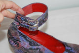 Escarpins CROWN Privilège  Cuir Violet Façon Python Hauts Talons T38 En TTBE