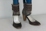 Escarpins UN MATIN D'ETE  Cuir et Textile Gris T 37 BE