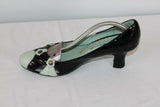 Escarpins SACHELLE  Cuir Noir Clouté et Vert d'Eau T 37 BE