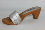 Escarpins Mules MOOW Gris Argenté et Bois T 36 TTBE
