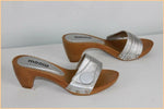 Escarpins Mules MOOW Gris Argenté et Bois T 36 TTBE