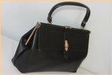 VINTAGE Sac Simili Cuir Noir Porté Main ou Epaule BE