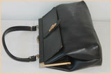 VINTAGE Sac Simili Cuir Noir Porté Main ou Epaule BE