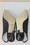 Escarpins Ouverts FUGITIVE Toile et Cuir Noir Bijou incrusté T 38 TTBE