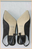 Escarpins Ouverts FUGITIVE Toile et Cuir Noir Bijou incrusté T 38 TTBE