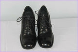 Escarpins à Lacets CLIF Tout Cuir Noir T 35.5 TBE