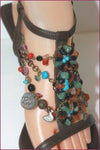 LE SILLA Sandales Luxe Tout Cuir  Bijoux & Pierres Multicolores  T 38 TBE