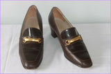 VINTAGE Escarpins MINELLI Tout Cuir Marron Foncé T 39.5 BE