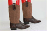 VINTAGE Bottes Santiags Tout Cuir Marron T 35 TBE