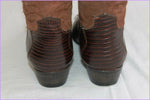 VINTAGE Bottes Santiags Tout Cuir Marron T 35 TBE