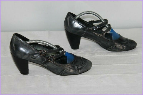 Escarpins REQINS Cuir Gris Foncé Nuancé T 38 TBE