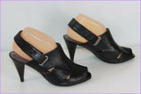 Escarpins Ouverts NACRE POUDRE Simili Cuir Noir T 38 Etat Neuf