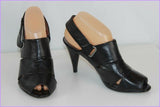Escarpins Ouverts NACRE POUDRE Simili Cuir Noir T 38 Etat Neuf