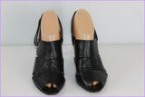 Escarpins Ouverts NACRE POUDRE Simili Cuir Noir T 38 Etat Neuf