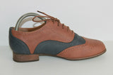 Derby Femme PIMKIE Simili Cuir Marron et Gris Foncé T 39 TBE