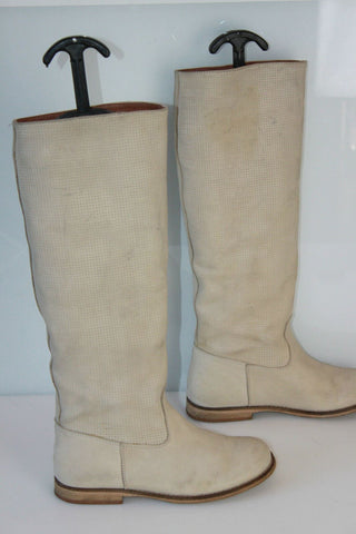 OSMOSE Bottes Cavalières  tout Cuir Ajouré Blanc Cassé T 36