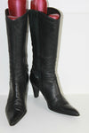 MANUFACTURE D'ESSAI Mi Bottes Pointues   Tout Cuir Noir T 39 BE