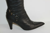 MANUFACTURE D'ESSAI Mi Bottes Pointues   Tout Cuir Noir T 39 BE