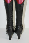 MANUFACTURE D'ESSAI Mi Bottes Pointues   Tout Cuir Noir T 39 BE