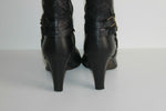 MANUFACTURE D'ESSAI Mi Bottes Pointues   Tout Cuir Noir T 39 BE