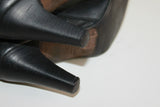 MANUFACTURE D'ESSAI Mi Bottes Pointues   Tout Cuir Noir T 39 BE