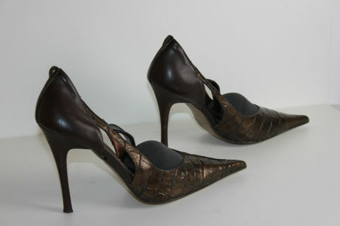 Escarpins Pointus OSMOSE Cuir Marron bronze Talons Aiguilles T 35 BE