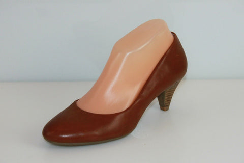 Escarpins ANDRE Cuir Marron Bouts Ronds T 37 TBE