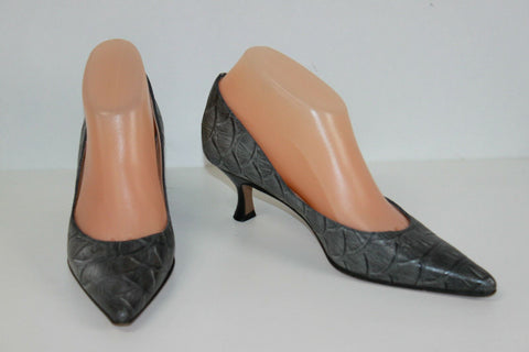 Escarpins ELEGANCE PARIS Tout Cuir Gris Petits Talons T 36 TBE